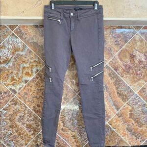 bebe Gray Moto Skinny Jeans with Zipper Accents Size 26
